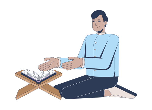 Arab man reciting Quran  Illustration