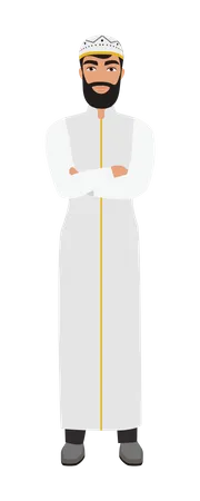 Arab man standing with folding hands on chest  Illustration