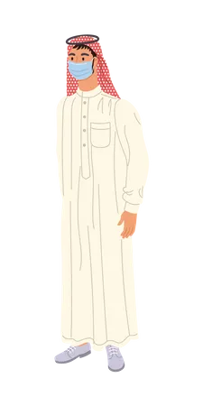 Arab Man Wearing Medical Mask  Illustration