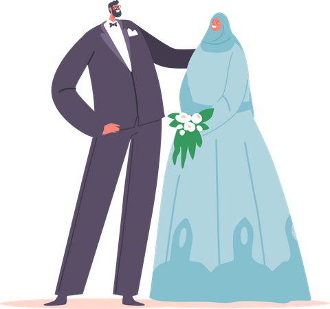 Arab Marriage Couple Illustration