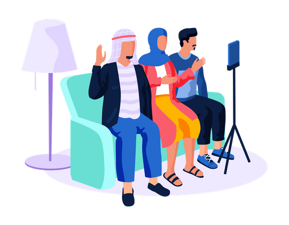Arab people give an interview Illustration