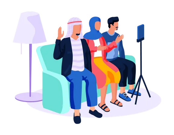 Arab people give an interview  Illustration