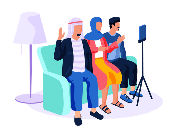 Arab people give an interview  Illustration