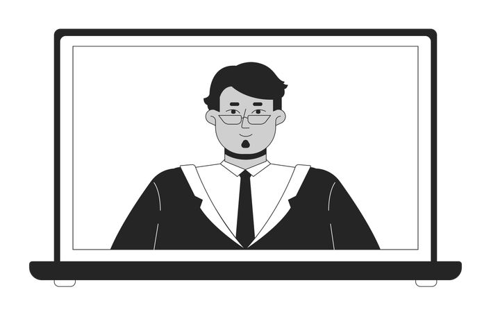 Arab teacher taking online class  Illustration
