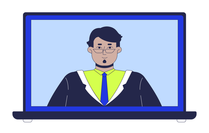 Arab teacher taking online class  Illustration