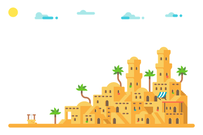 Arab Village Illustration
