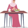 illustrations of arab woman eating