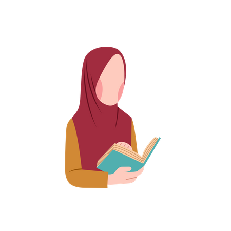 Arab woman reading book  Illustration