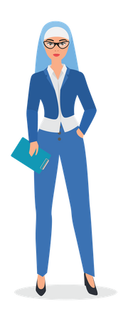Arab woman standing with clipboard  Illustration