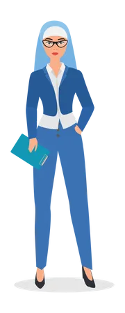 Arab woman standing with clipboard  Illustration