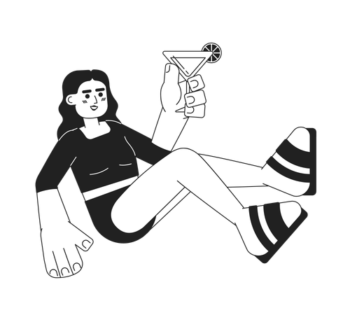 Arab woman with martini glass  Illustration