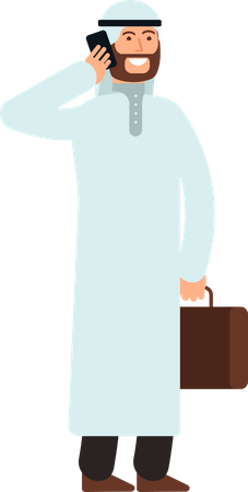 Empresário árabe falando ao telefone  Ilustração
