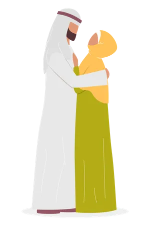 Femme arabe et homme s'embrassant  Illustration