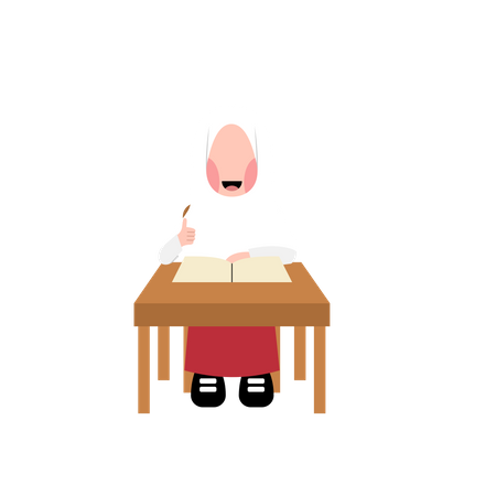 Fille arabe étudiant  Illustration