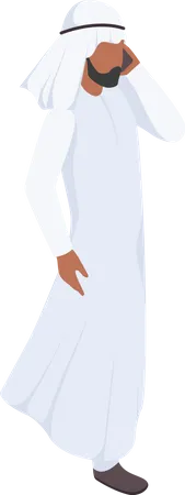 Homme arabe parlant au téléphone  Illustration
