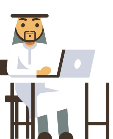 Arabian businessman working in office  Illustration