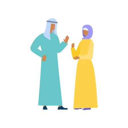 Arabian Couple Communicating  Illustration