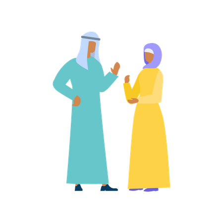 Arabian Couple Communicating  Illustration