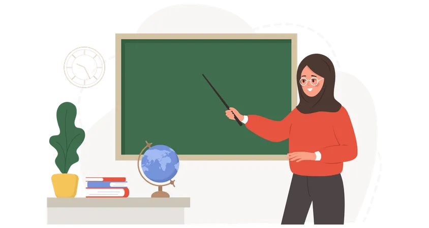 Arabian female teacher in classroom  Illustration