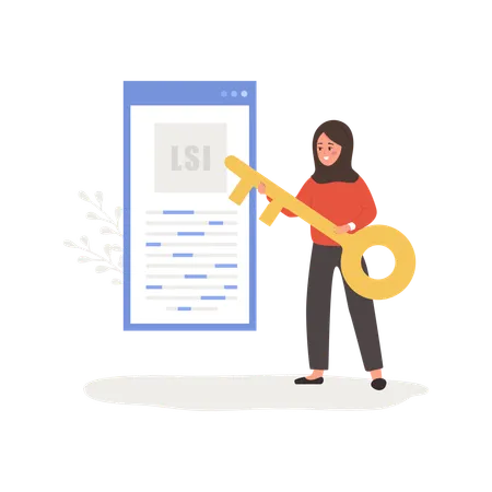 Arabian female with Lsi key  Illustration