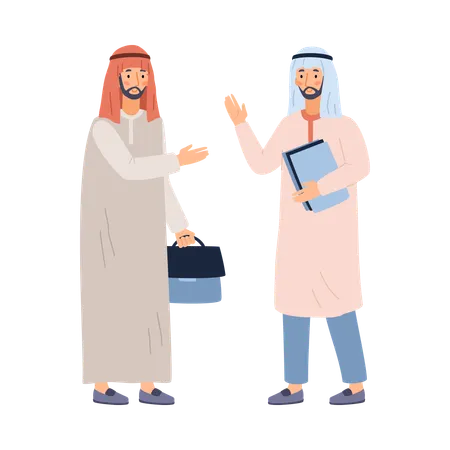 Arabian Muslim men business meeting scene  Illustration