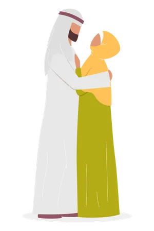 Arabian woman and man hugging  Illustration