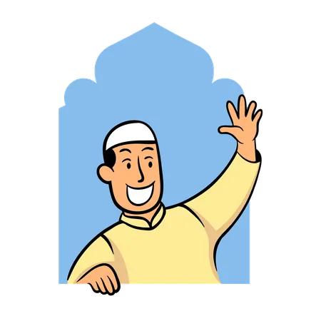 Arabic boy in window  Illustration