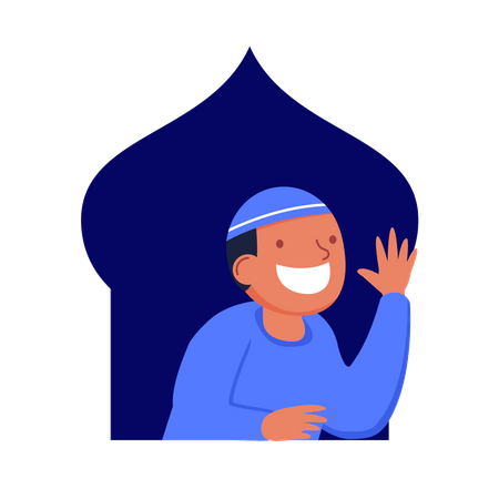 Arabic boy in window  Illustration