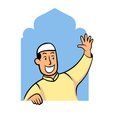 Arabic boy in window  Illustration