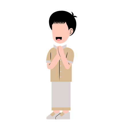 Arabic Boy With Eid Greeting  Illustration
