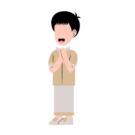 Arabic Boy With Eid Greeting  Illustration