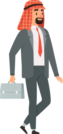 Arabic Businessman holding briefcase Illustration