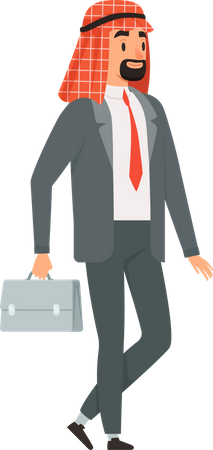 Arabic Businessman holding briefcase  Illustration