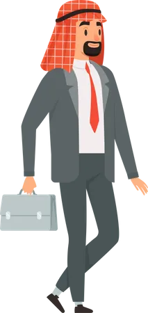 Arabic Businessman holding briefcase  Illustration