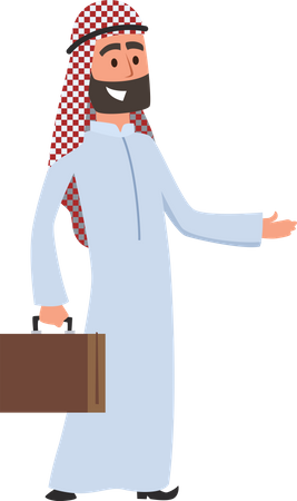 Arabic Businessman holding briefcase  Illustration