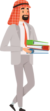 Arabic Businessman holding files  Illustration