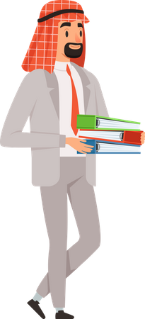 Arabic Businessman holding files  Illustration