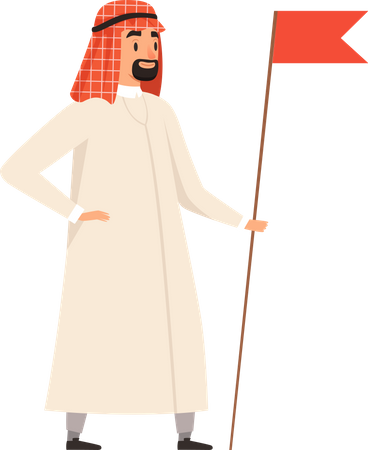 Arabic Businessman holding flag Illustration