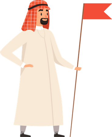 Arabic Businessman holding flag  Illustration