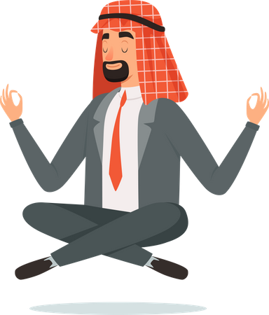 Arabic Businessman meditating Illustration