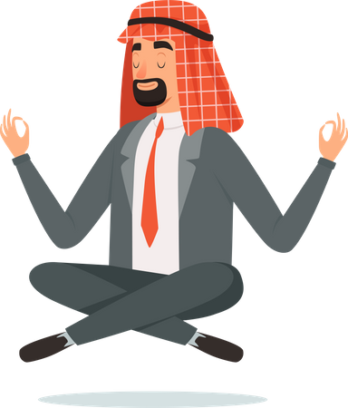 Arabic Businessman meditating  Illustration