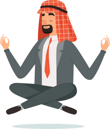 Arabic Businessman meditating  Illustration