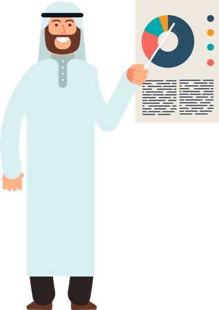 Arabic businessman presenting chart  Illustration