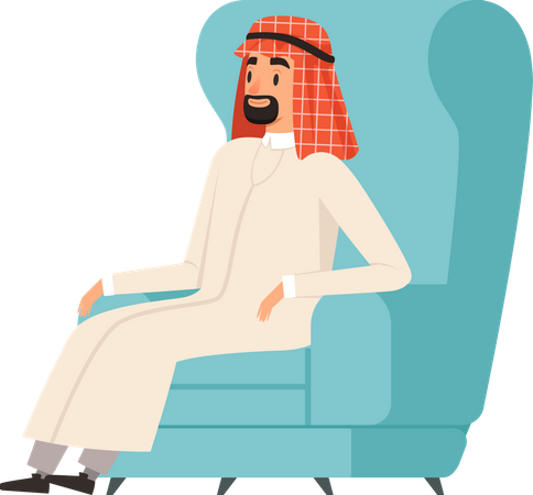 Arabic Businessman sitting on chair Illustration