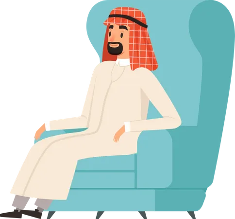 Arabic Businessman sitting on chair  Illustration