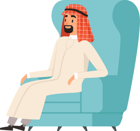 Arabic Businessman sitting on chair  Illustration