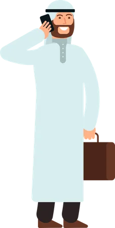 Arabic businessman talking on phone  Illustration