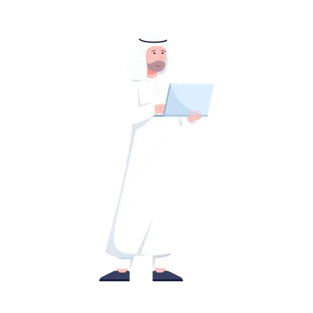 Arabic businessman using laptop  Illustration