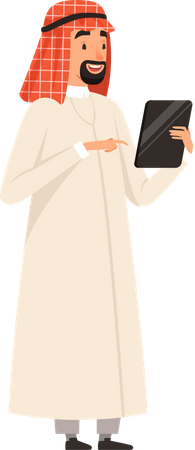 Arabic Businessman using tablet Illustration
