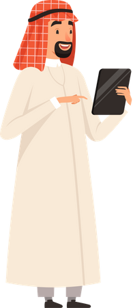 Arabic Businessman using tablet  Illustration